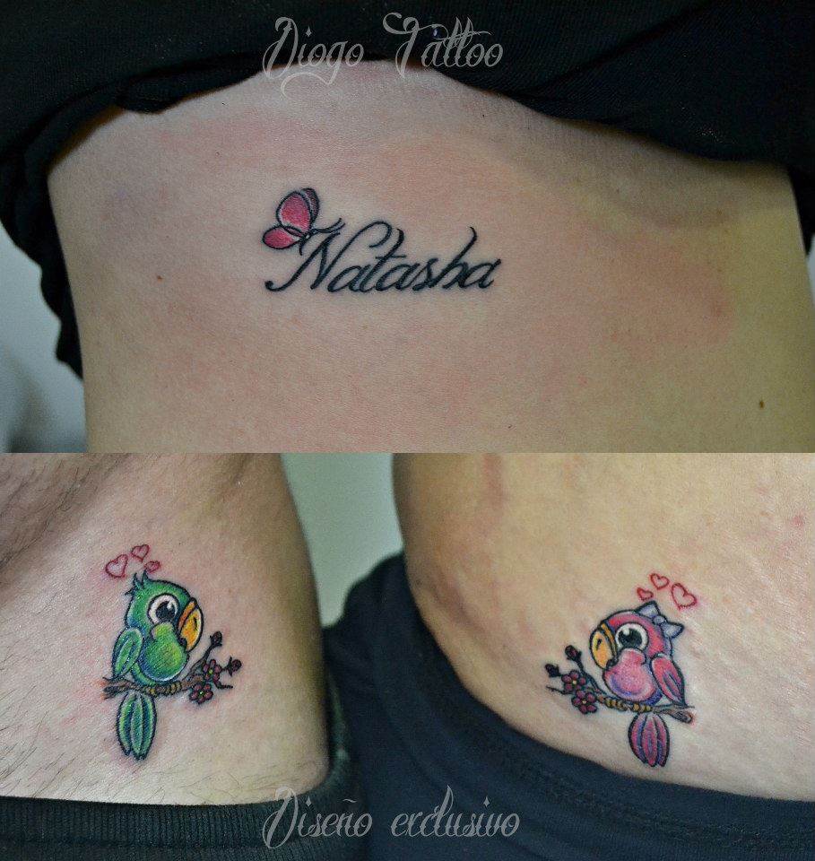 Tattoo Alicante - pájaros color nombre